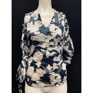 Matty M. Floral Neck Tie Blouse, Size Small/PrintFlowers
